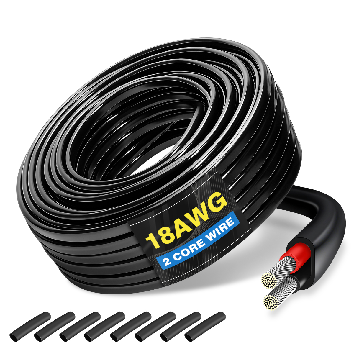 18AWG Stranded Tinned Copper Cable 100FT 2 Conductor |18 Gauge Oxygen-Free Flexible Pure Copper Cable for Car Audio, LED Strips, Speakers & Low Voltage DIY Automotive Audio, Solar, Home Theater