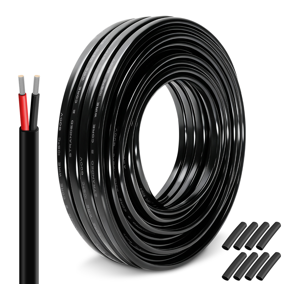 20 Gauge Wire 2 Core Oxygen-Free Tinned Copper Electrical Wire, 2x 0.5mm²20 AWG OFC Pure Copper Stranded PVC Cord, 12V 24V 600V Flexible 20/2 Cable for Automotive LED Strips Lamp Lighting (66FT/ 20M)