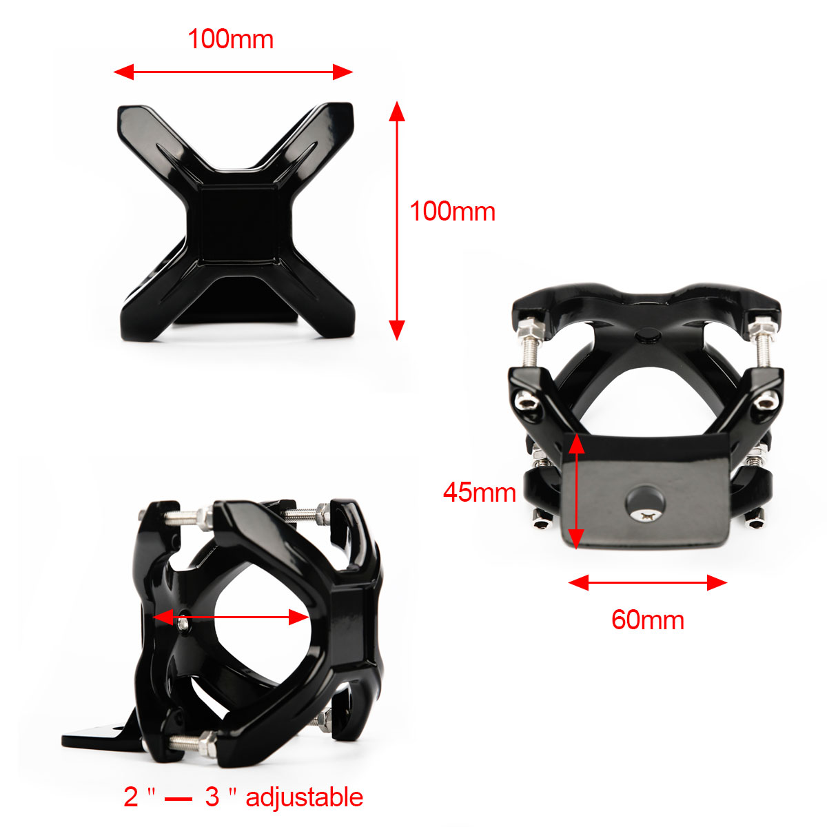 WOWLED Work Lights X Bracket, Pair X-Clamp Bullbar Mounting Bracket 2-3" LED Driving Work Light Bar Tube Mount Headlight Mounts