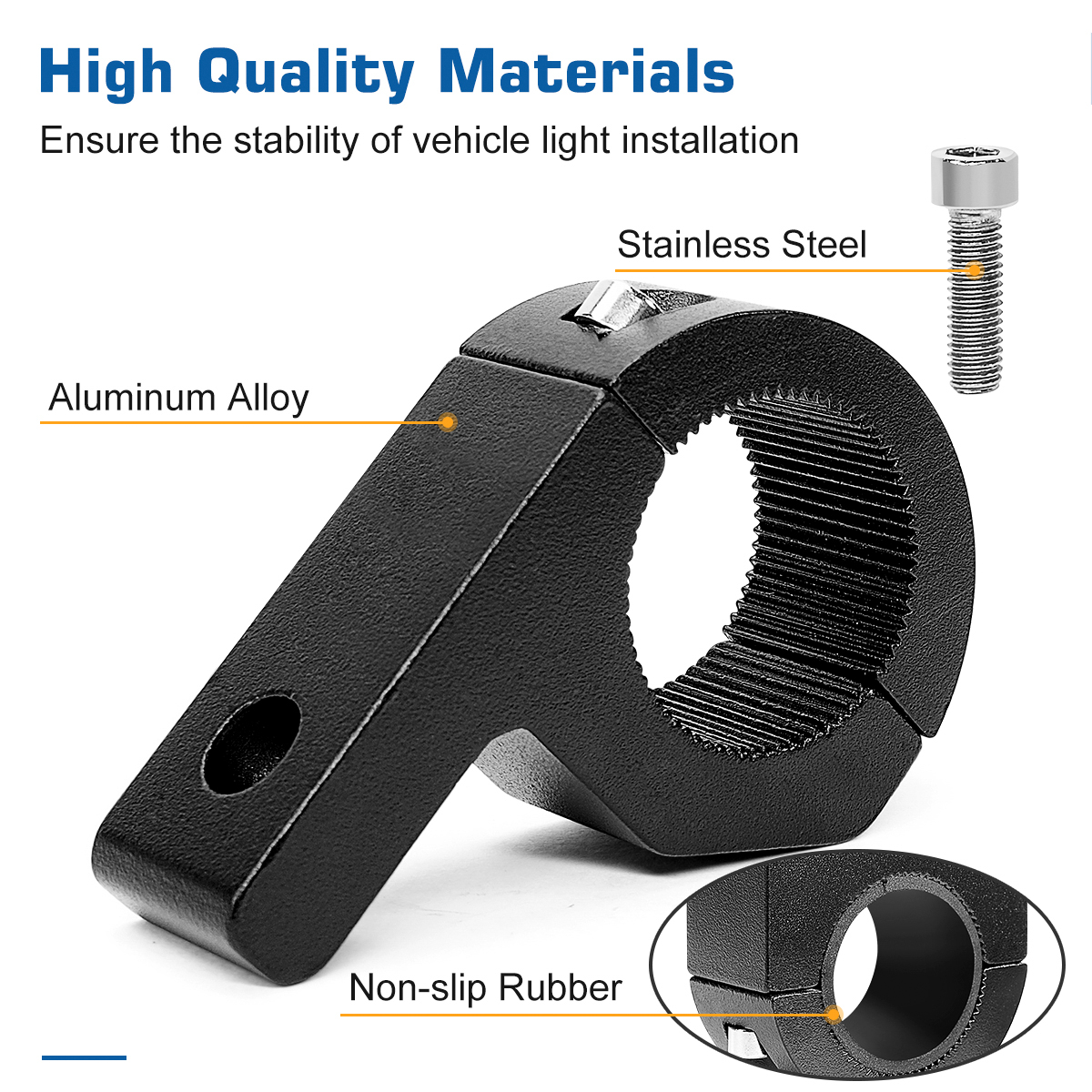 WOWLED Universal Work Light Bar Mounting Kit, 19-32mm Tube Clamps, Roof Rack Clamps for Off-Road Vehicles, Car, Truck, Boat - Black 1 Pair