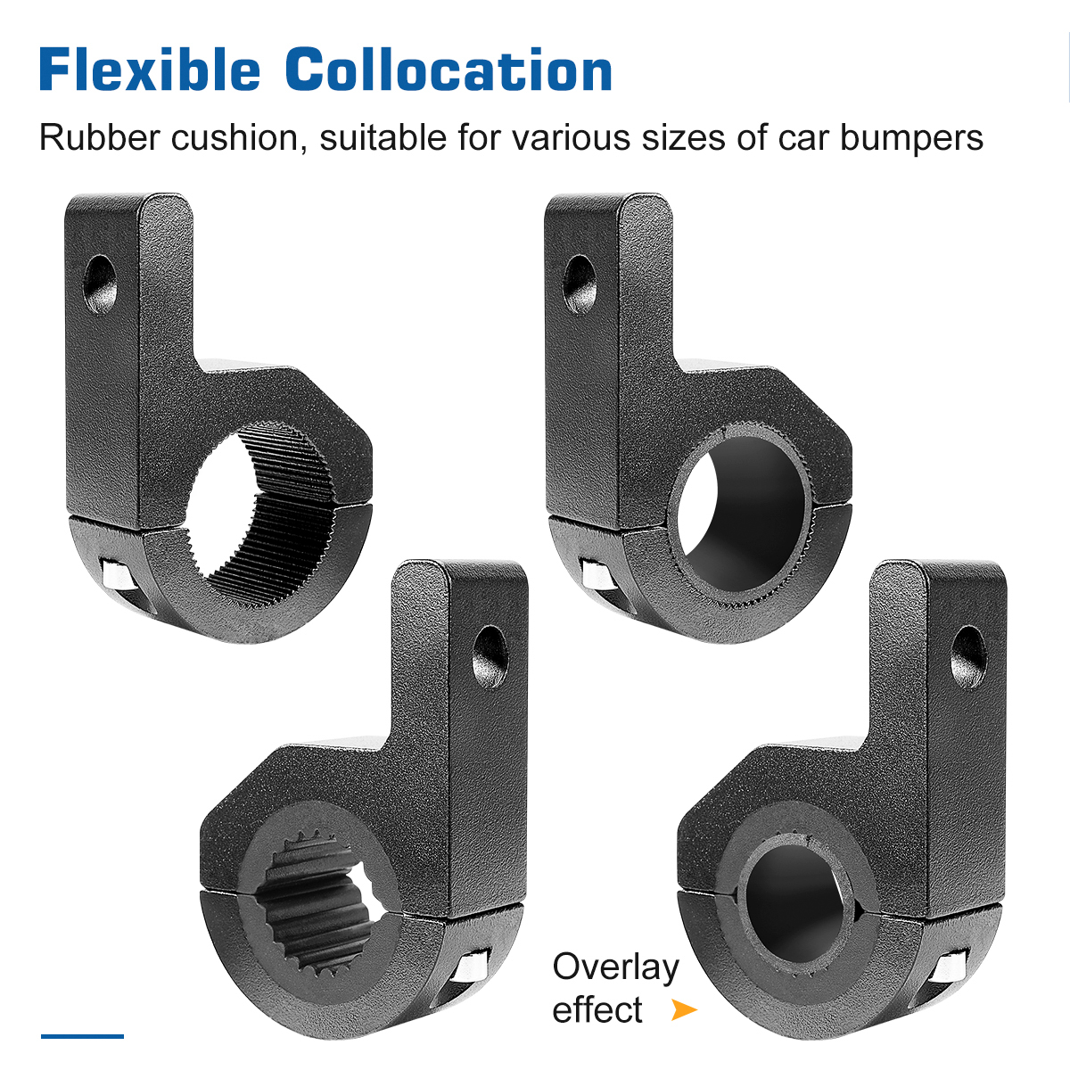 WOWLED Universal Work Light Bar Mounting Kit, 19-32mm Tube Clamps, Roof Rack Clamps for Off-Road Vehicles, Car, Truck, Boat - Black 1 Pair