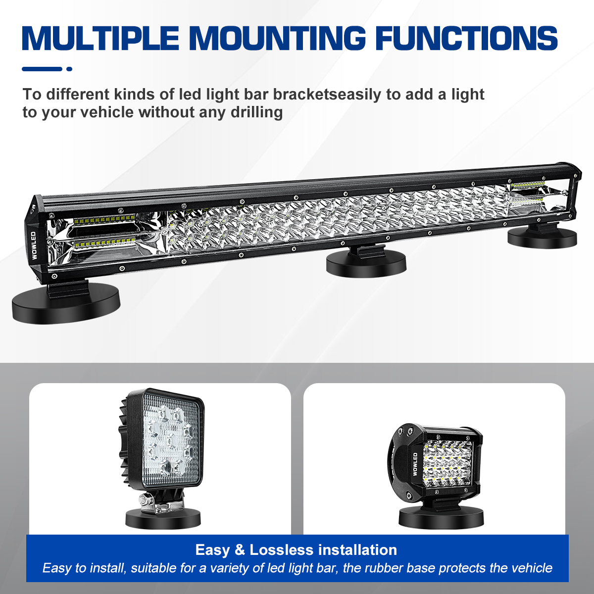 WFPOWER Light Bar Magnetic Base 4 Pack, LED Work Light Mounting Brackets, 85mm Diameter Powerful Magnet Bracket Holder with Rubber Pad for Off-Road Lamp, Emergency Light, Roof Light, Fog Light