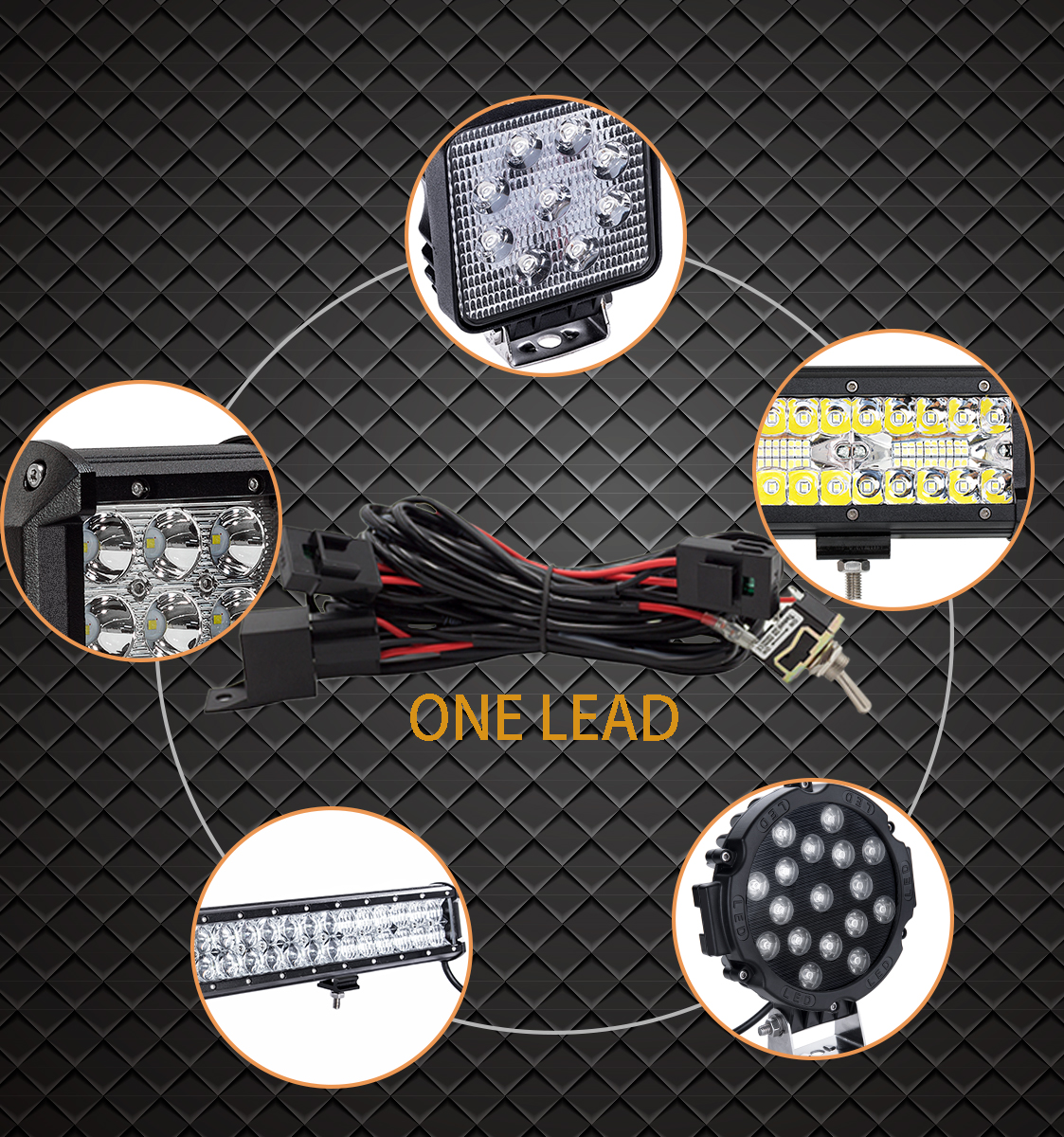 WOWLED Premium Wiring Harness Kit, One Lead Harness Loom Switch Relay Kit for 1 LED Driving Work Light Bar, LED Light Bar Harness for Truck Tractor 4X4 4WD ATV 12V 24V