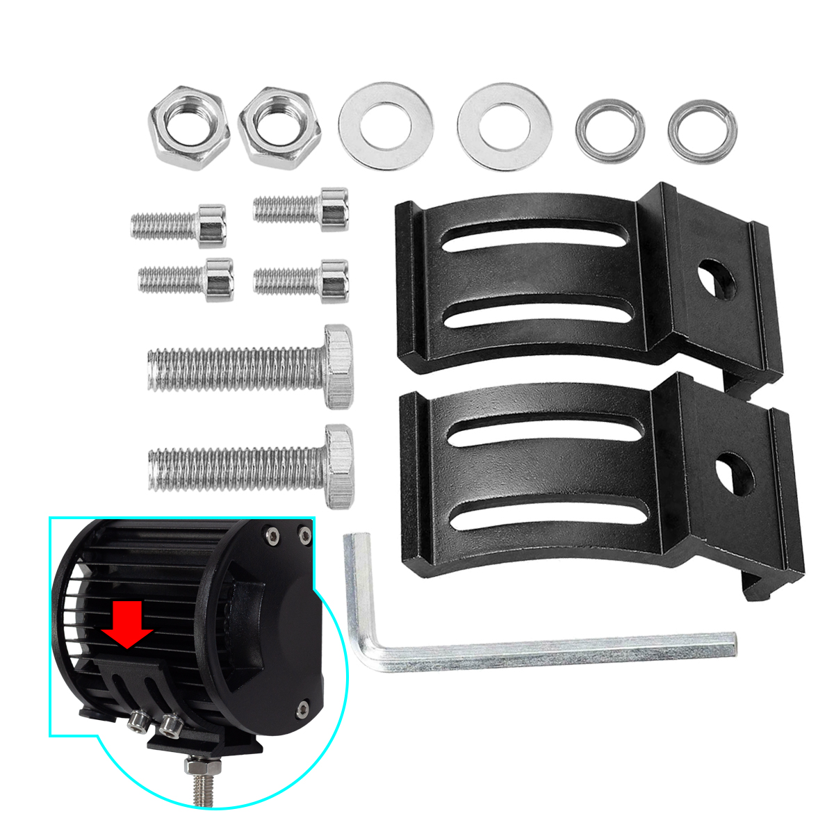 WOWLED Mounting Brackets for LED Work Light Bars, 2 Pack Universal Adjustable Mount Bracket Slidable for Most Work Lights Bar Pod Lights, Offroad Driving Work Lamp Light Bracket Mount 4x4