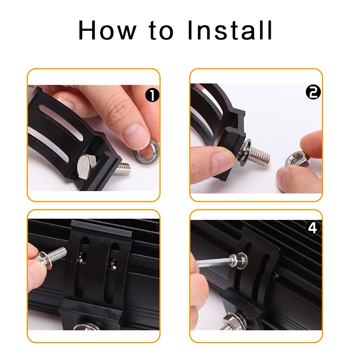 WOWLED Mounting Brackets for LED Work Light Bars, 2 Pack Universal Adjustable Mount Bracket Slidable for Most Work Lights Bar Pod Lights, Offroad Driving Work Lamp Light Bracket Mount 4x4