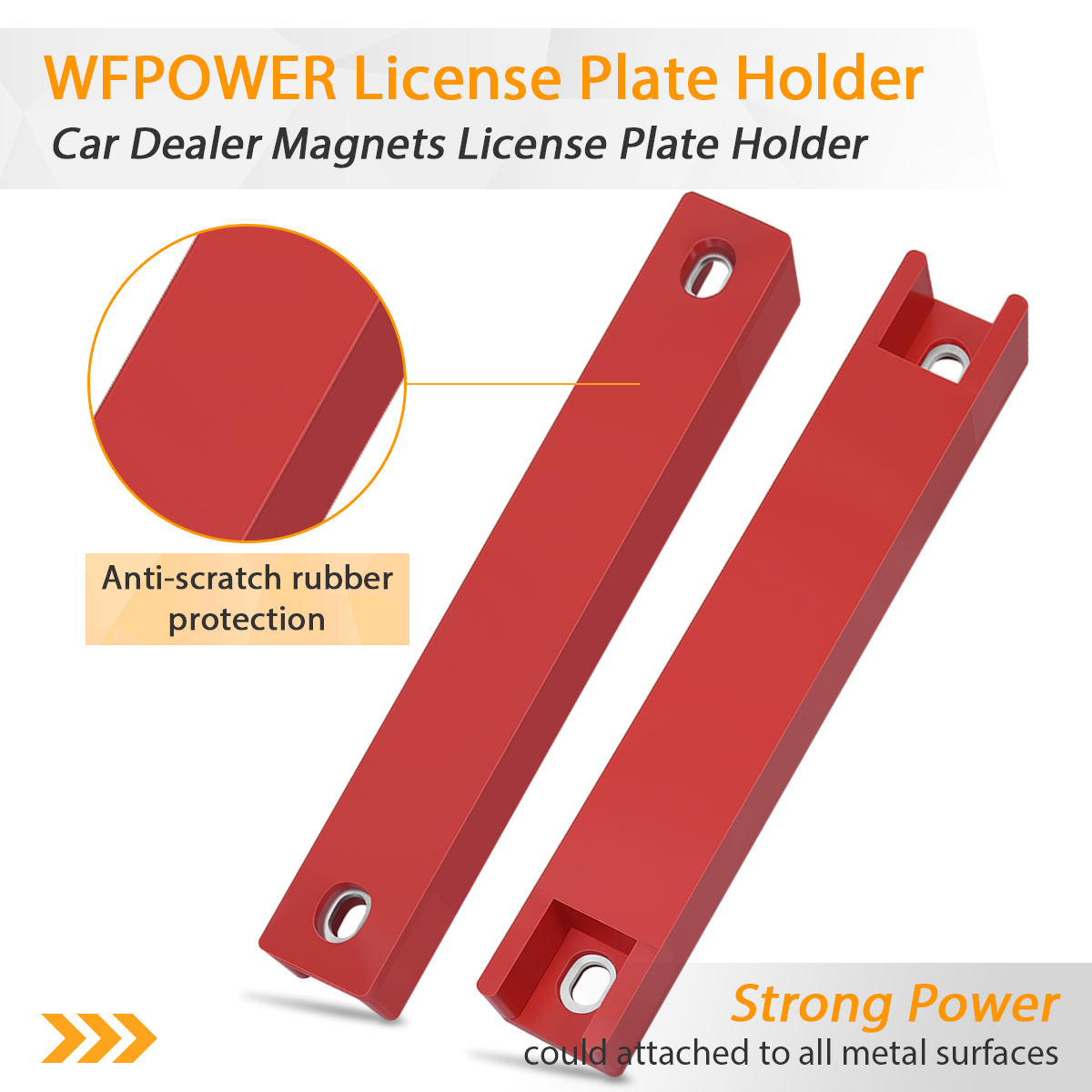 2Pcs Strong Magnetic License Plate Holder, Dealer Demo Tag Magnet license plate holder for Test Drives, Red Cars Magnet for License Plate Mount, Tempo Dealer Plate Holder with Rubber Coated Protection