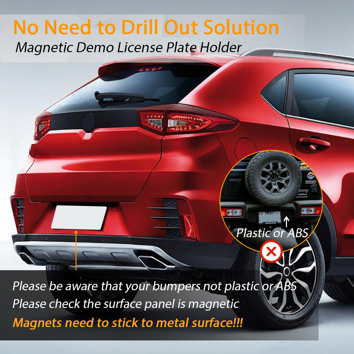 2Pcs Strong Magnetic License Plate Holder, Dealer Demo Tag Magnet license plate holder for Test Drives, Red Cars Magnet for License Plate Mount, Tempo Dealer Plate Holder with Rubber Coated Protection