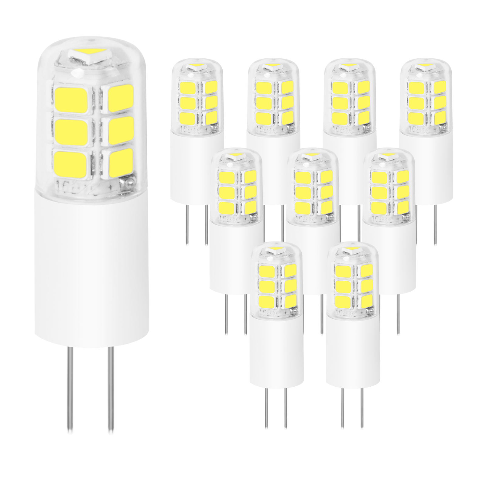 WOWLED G4 LED Light Bulbs, 2W High Brightness Replacement Bulb, 25W Equivalent, No Flicker, 10 Pack, AC/DC 12V, Ideal for Chandelier Living Room Bedroom Kitchen Light