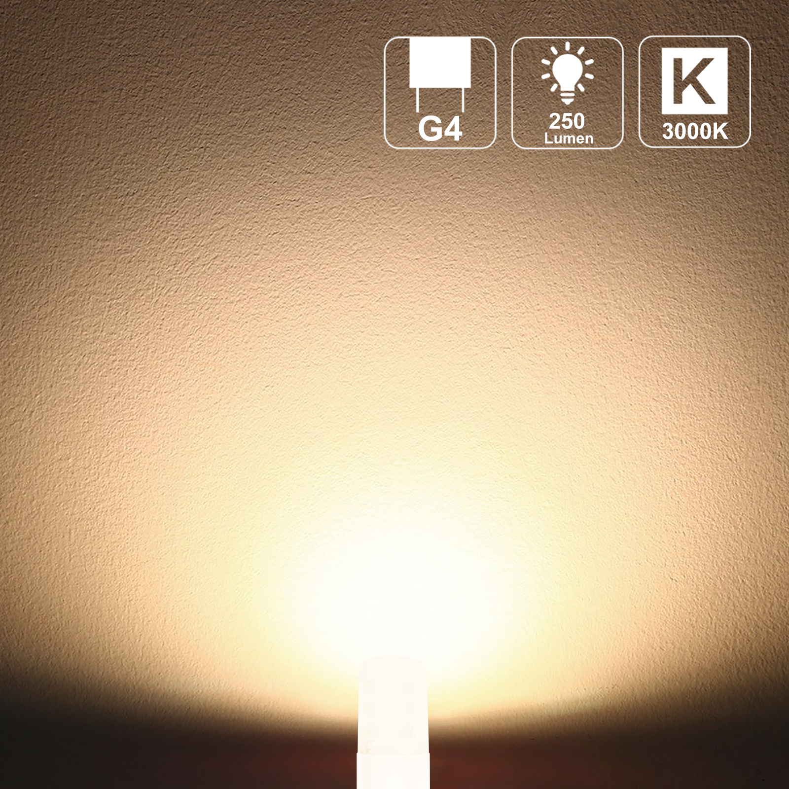 WOWLED 10x G4 2W LED Light Bulb, Warm White, Replace 25W Halogen Bulb, Ideal for Chandelier Living Room Bed Room Kitchen Light, Non-Dimmable DC/AC 12V