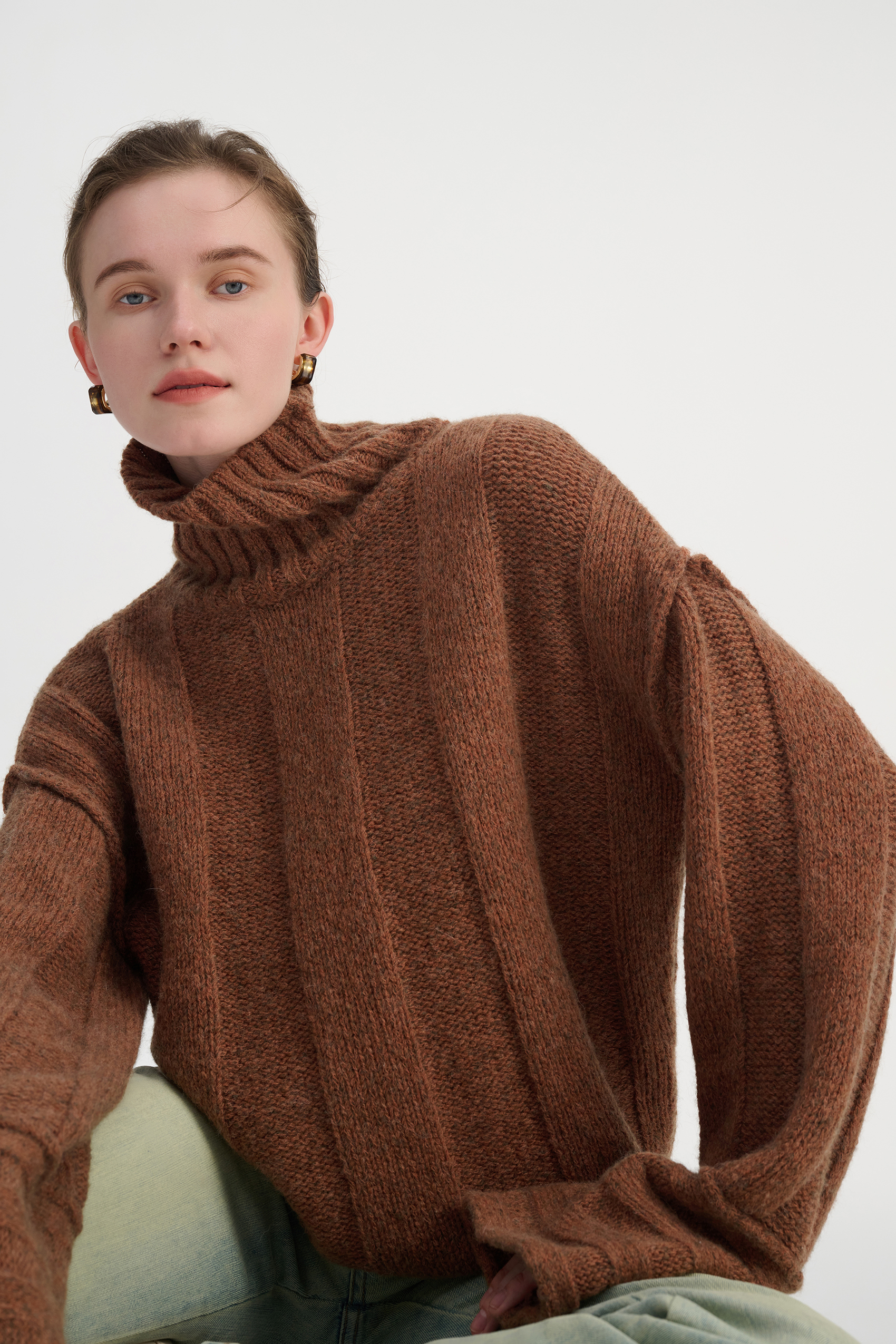 Women's Mock Turtleneck Boxy Pullover Sweater - Wild Fable™ Dark