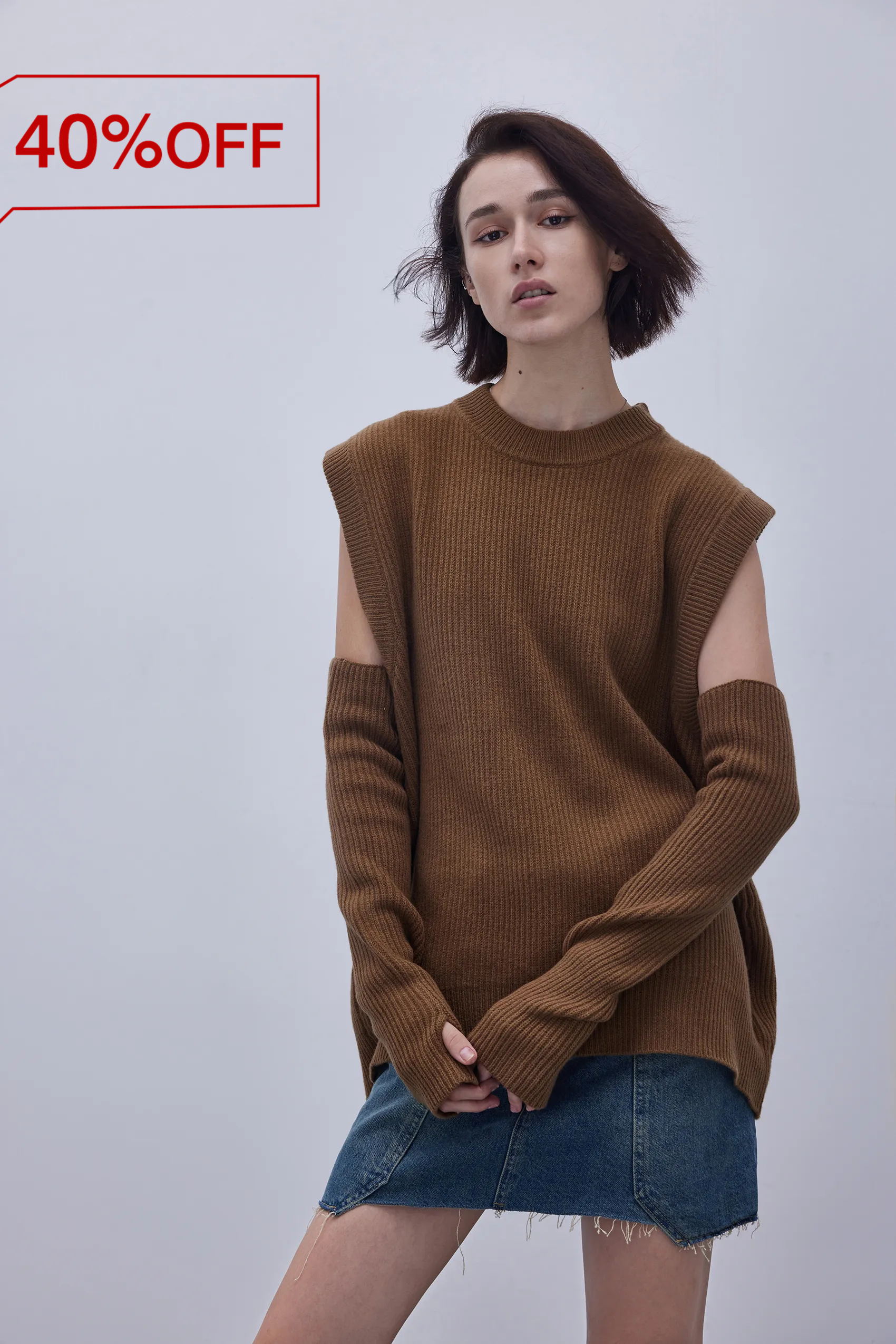 Ancosti ribbed vest with arm sleeves