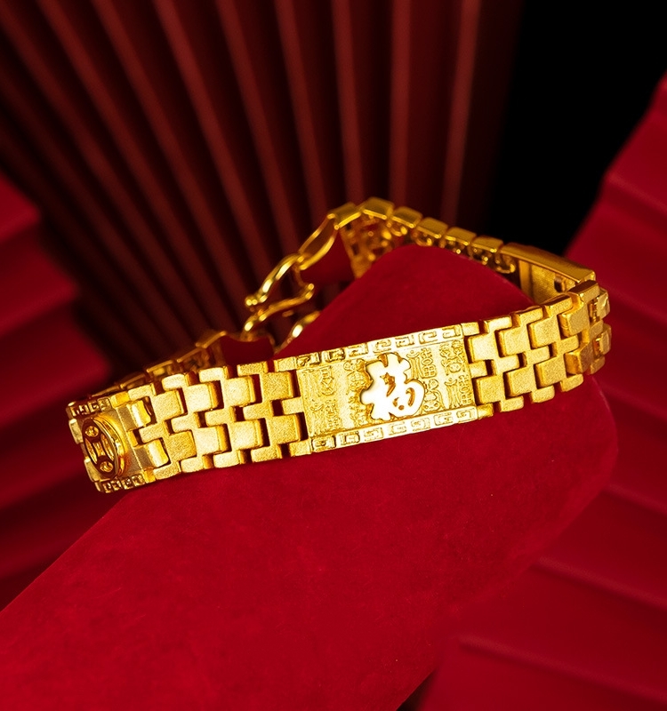 New 24K Mixed Gold Sand Copper Coin Baifu Bracelet