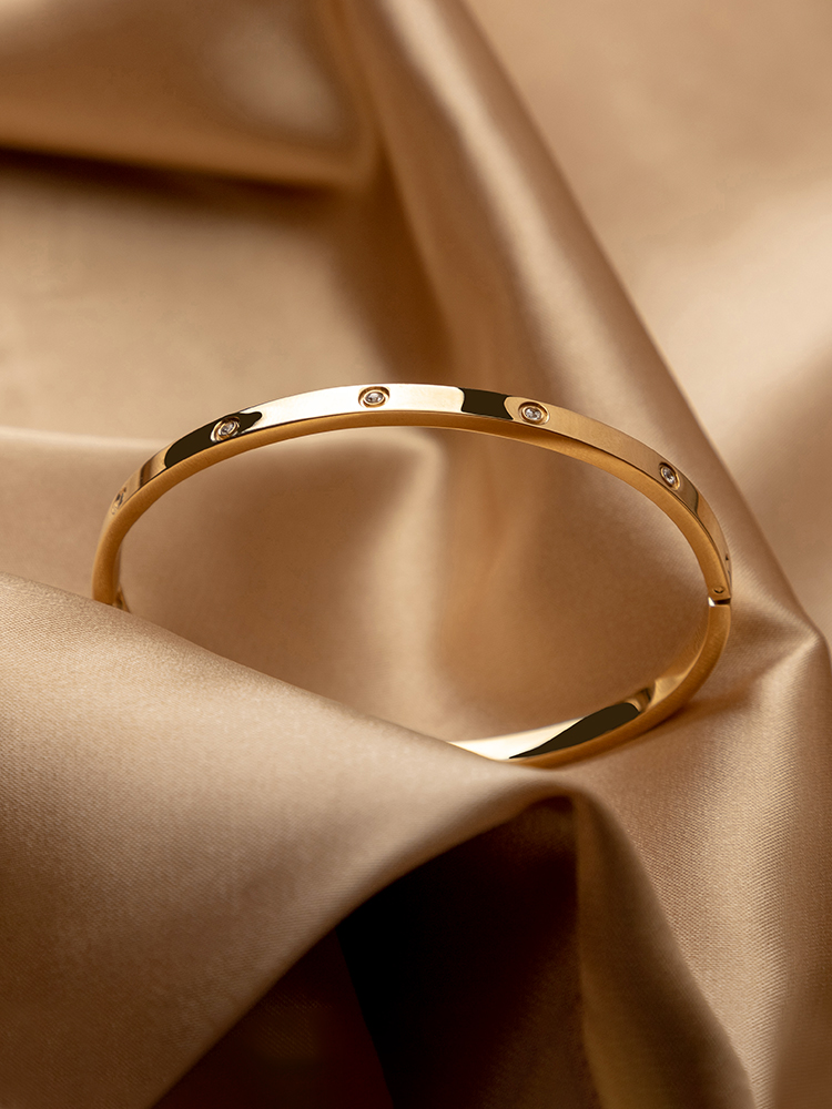 18K rose gold bracelet with diamond fashion classic bracelet men and women couple models birthday gift