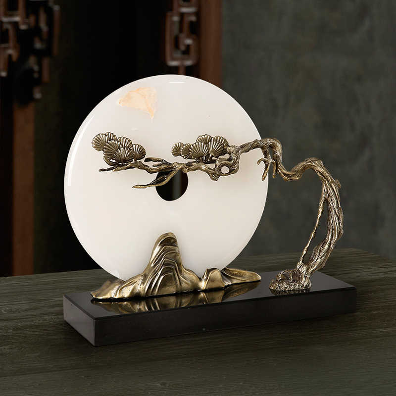 New Chinese style ornaments, high-end jade safety buckles, living room and office soft decorations