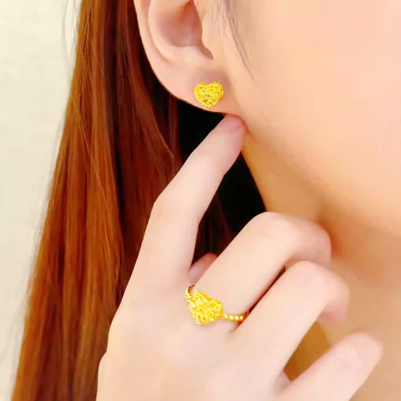 New Heart shaped 24k Pure Gold Ring as a Christmas Gift for Girlfriend