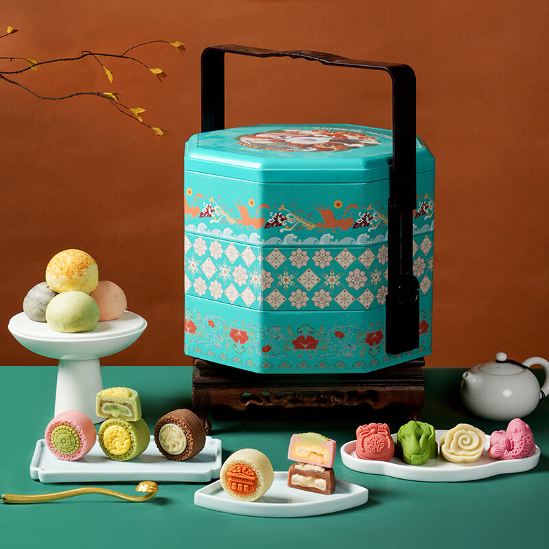 Mid-Autumn Festival Moon Cake Gift Box Soviet style Moon Cake Taoshan Cake Dim sum High grade Gift