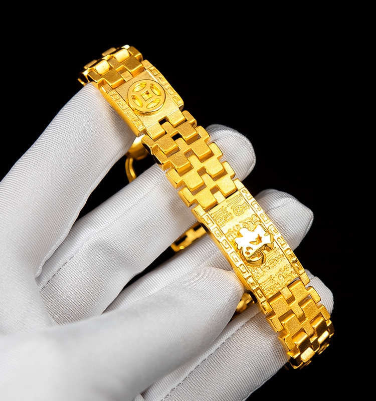 New 24K Mixed Gold Sand Copper Coin Baifu Bracelet