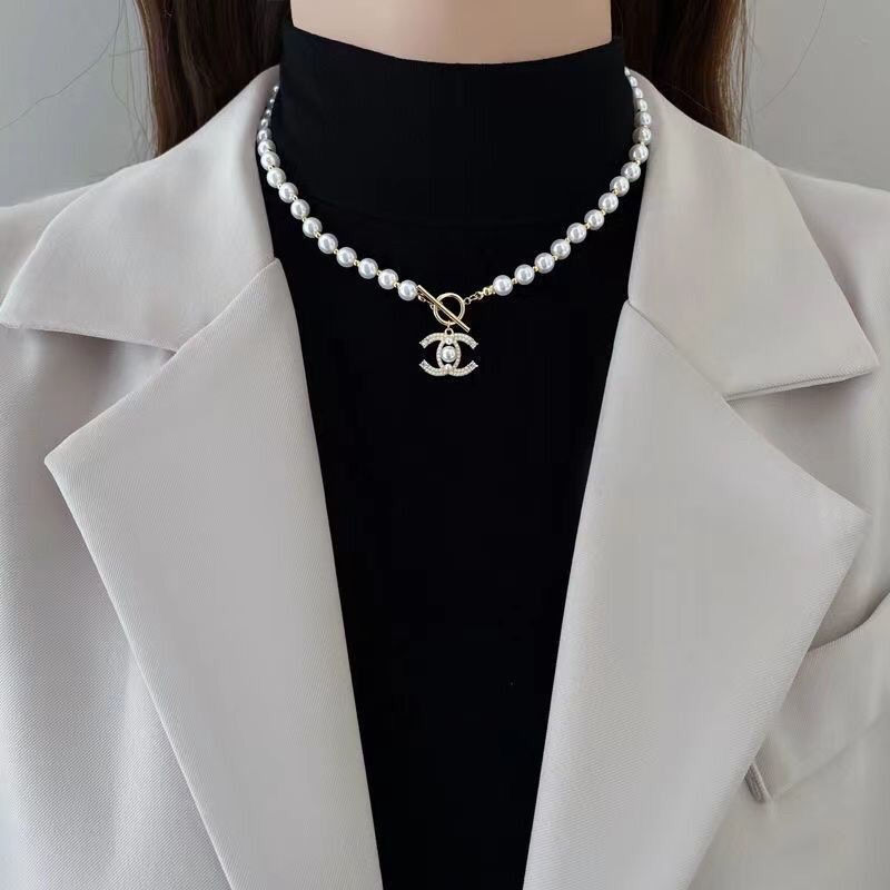 France [Designer] Light Luxury Pearl Double C Necklace
