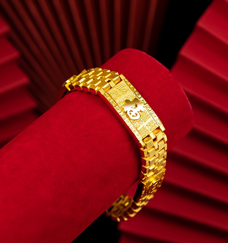 New 24K Mixed Gold Sand Copper Coin Baifu Bracelet