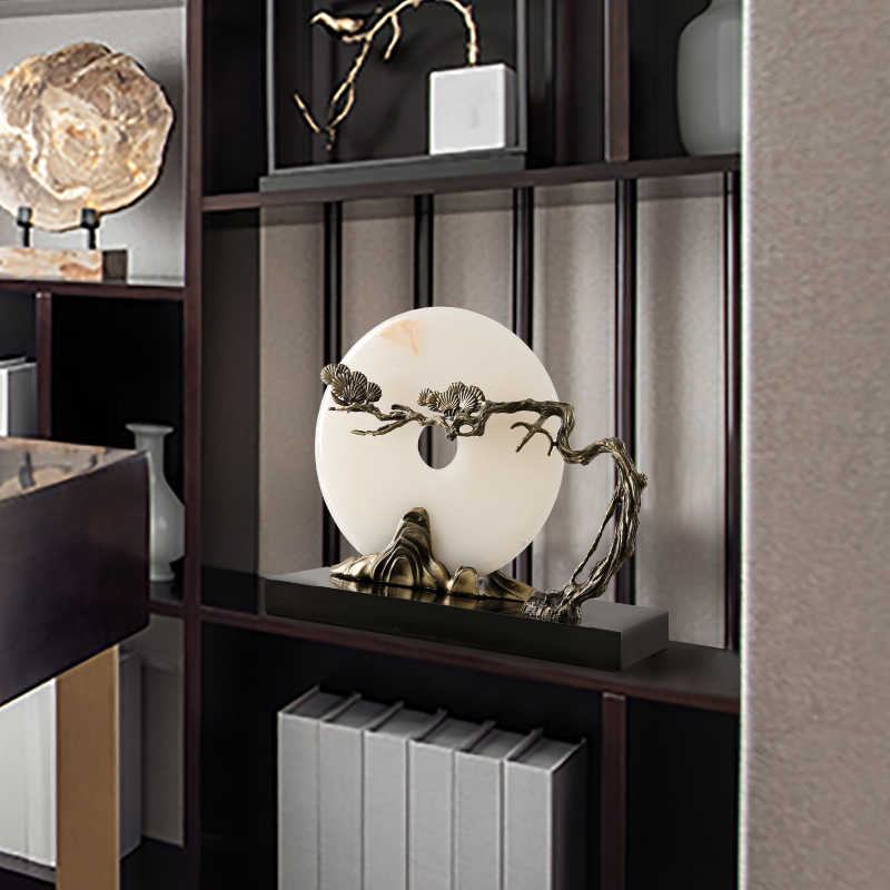 New Chinese style ornaments, high-end jade safety buckles, living room and office soft decorations