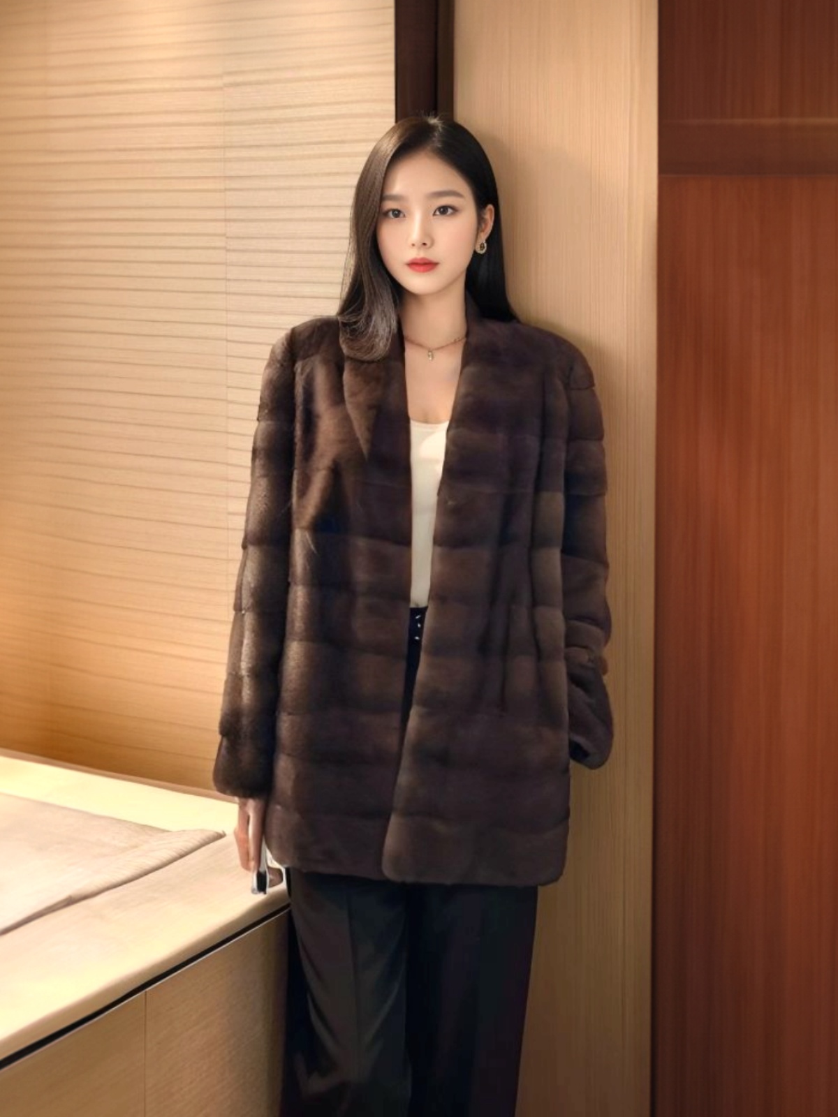 2024 new velvet purple label imported mink coat for women, whole mink vintage mink fur coat for young style