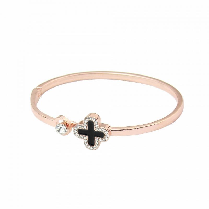 New Rose Gold Bracelet Simple Four Leaf Flower Open Bracelet