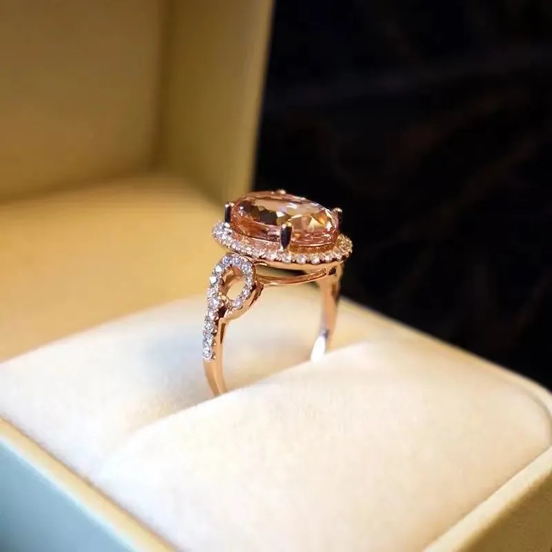 Elliptical natural gold powder Morgan gold diamond ring with adjustable opening