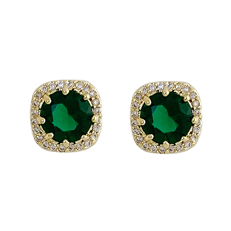 Light luxury, small and exquisite emerald ring diamond earrings