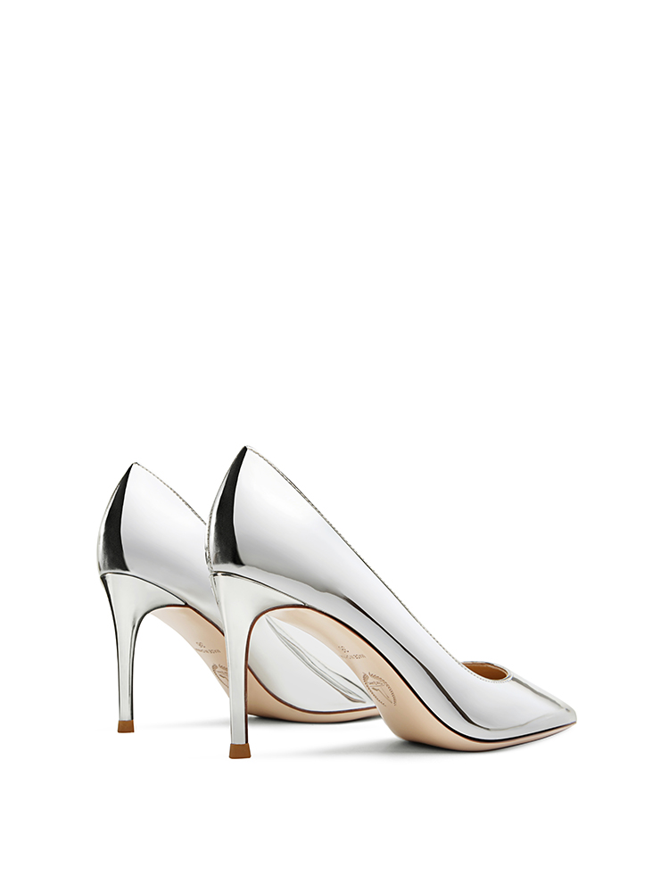 Premium custom leather mirror finish patent leather silver high heels Contact customer service for specific dimensions
