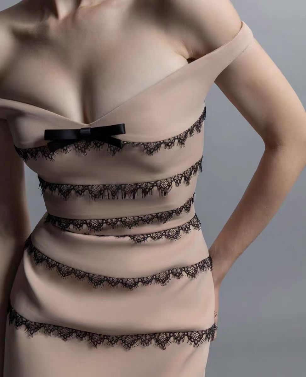 Light luxury retro high-end lace decorative dress dress