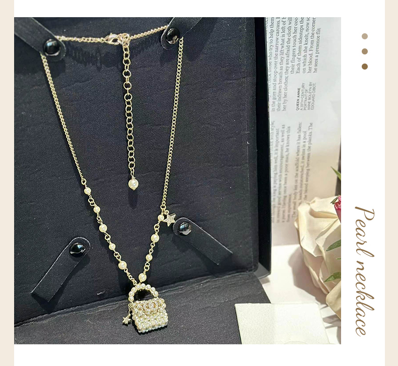 Gaoding series three-dimensional exquisite handmade pearl bag pendant earrings+pendant necklace