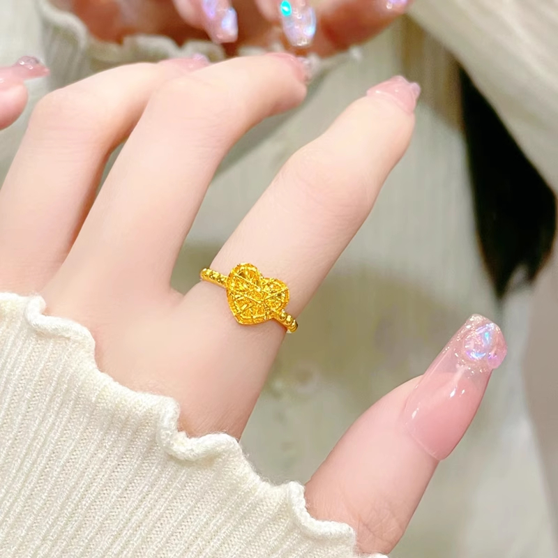 New Heart shaped 24k Pure Gold Ring as a Christmas Gift for Girlfriend