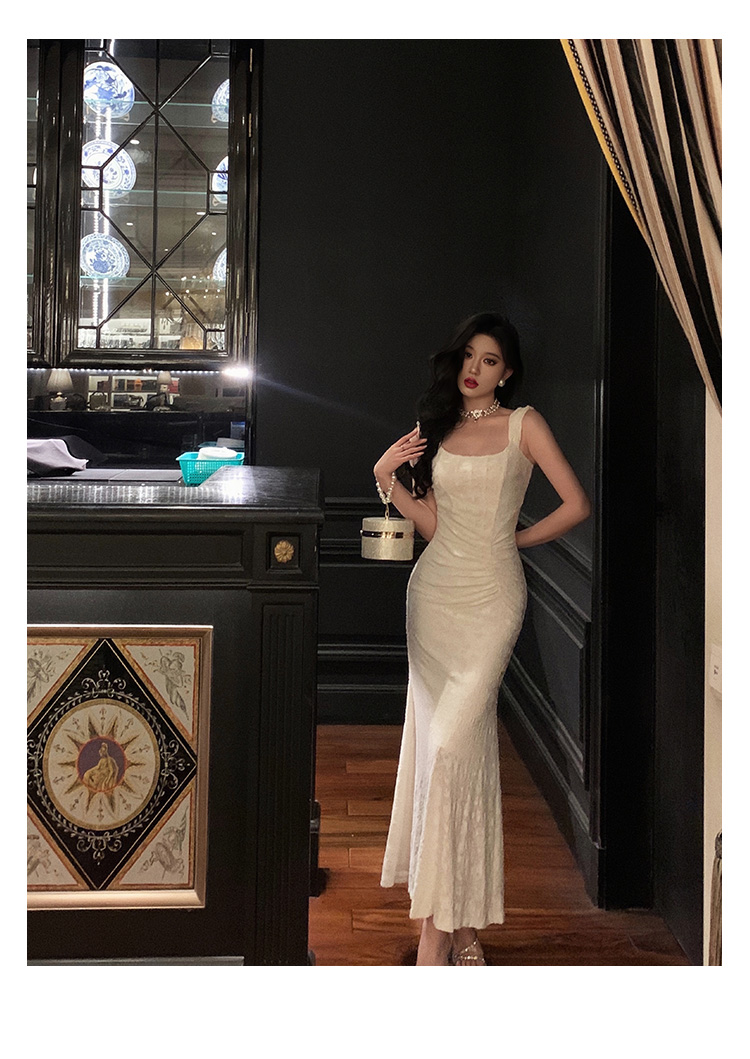 2024 new high-end custom French pleated waist slimming long skirt with hip coverage