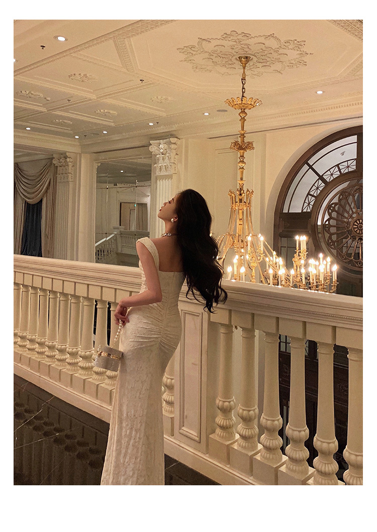 2024 new high-end custom French pleated waist slimming long skirt with hip coverage