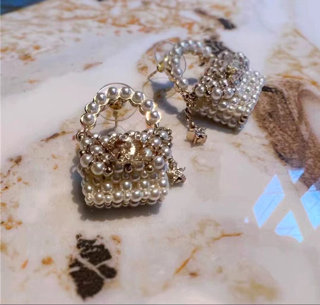 Gaoding series three-dimensional exquisite handmade pearl bag pendant earrings+pendant necklace