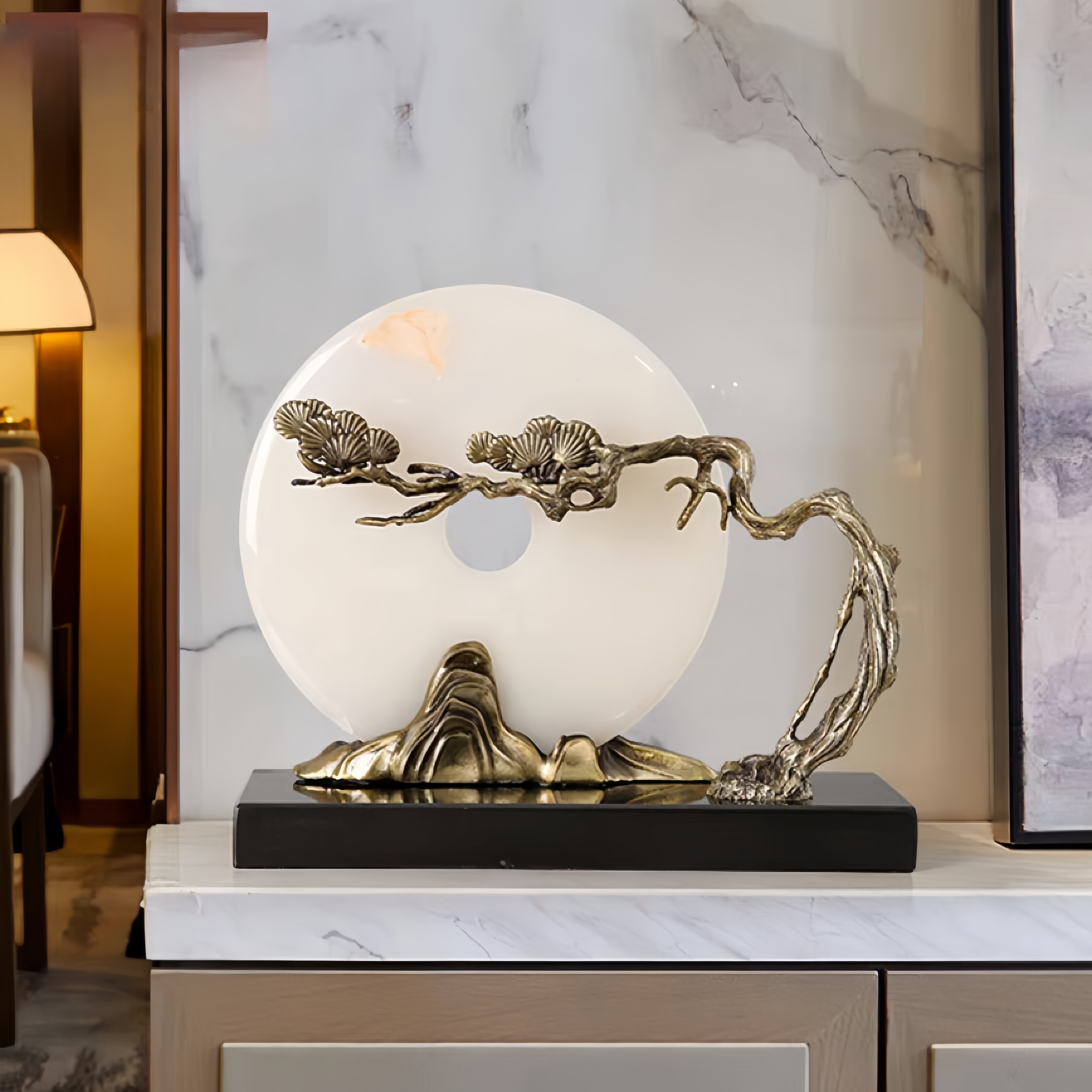 New Chinese style ornaments, high-end jade safety buckles, living room and office soft decorations