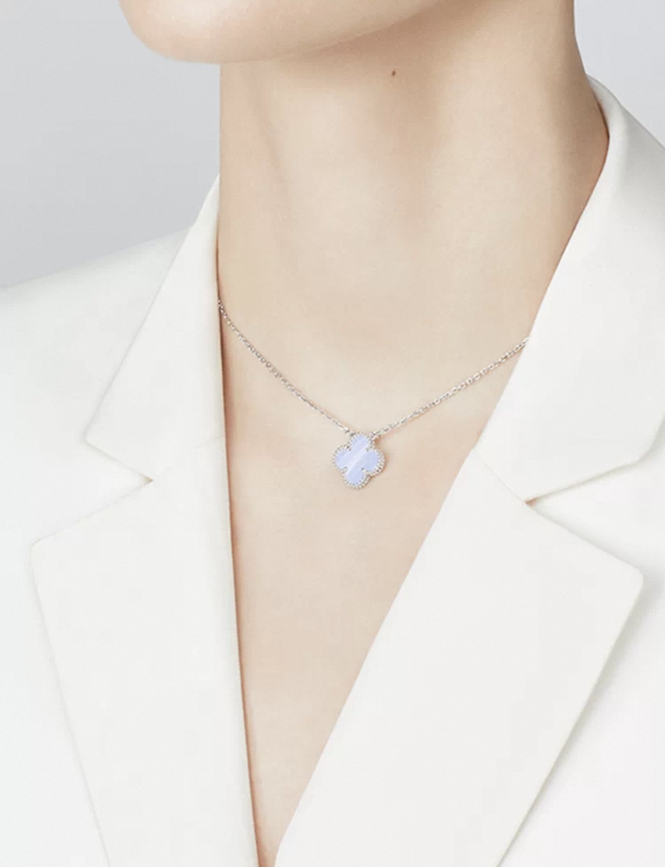 High luxury four leaf lucky K gold jadeite necklace