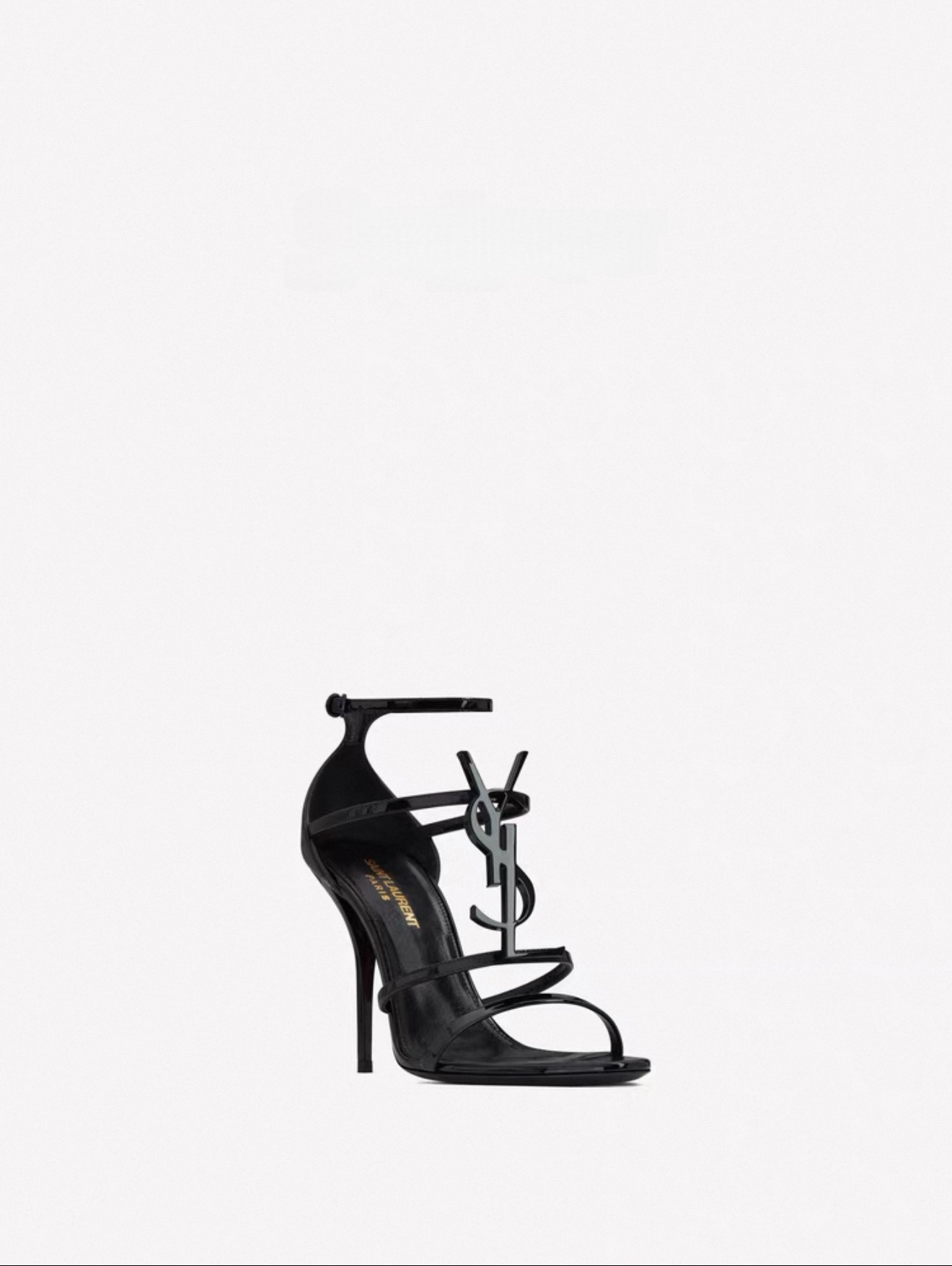 Ladies' black logo patent leather sandals high heels