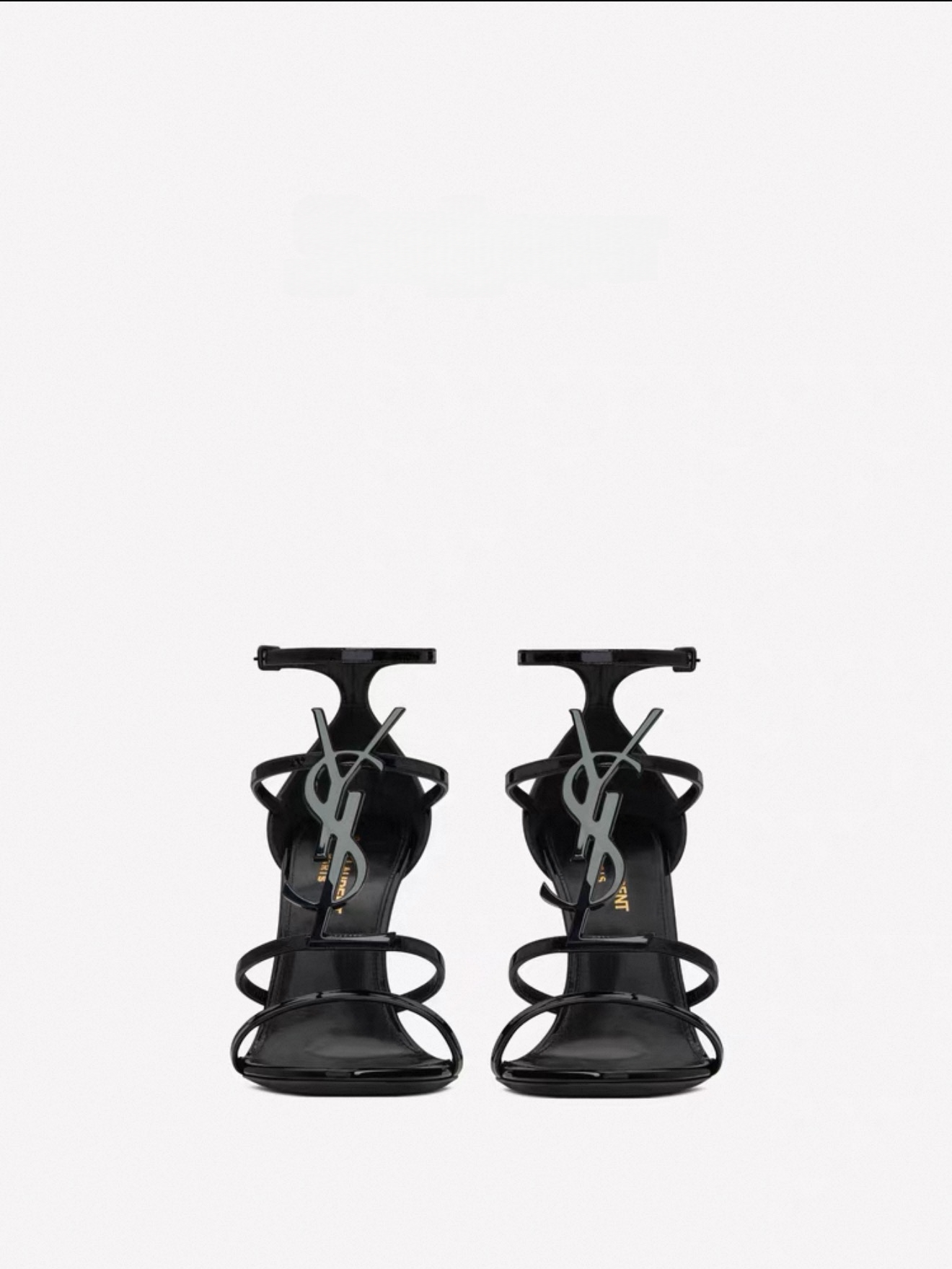 Ladies' black logo patent leather sandals high heels