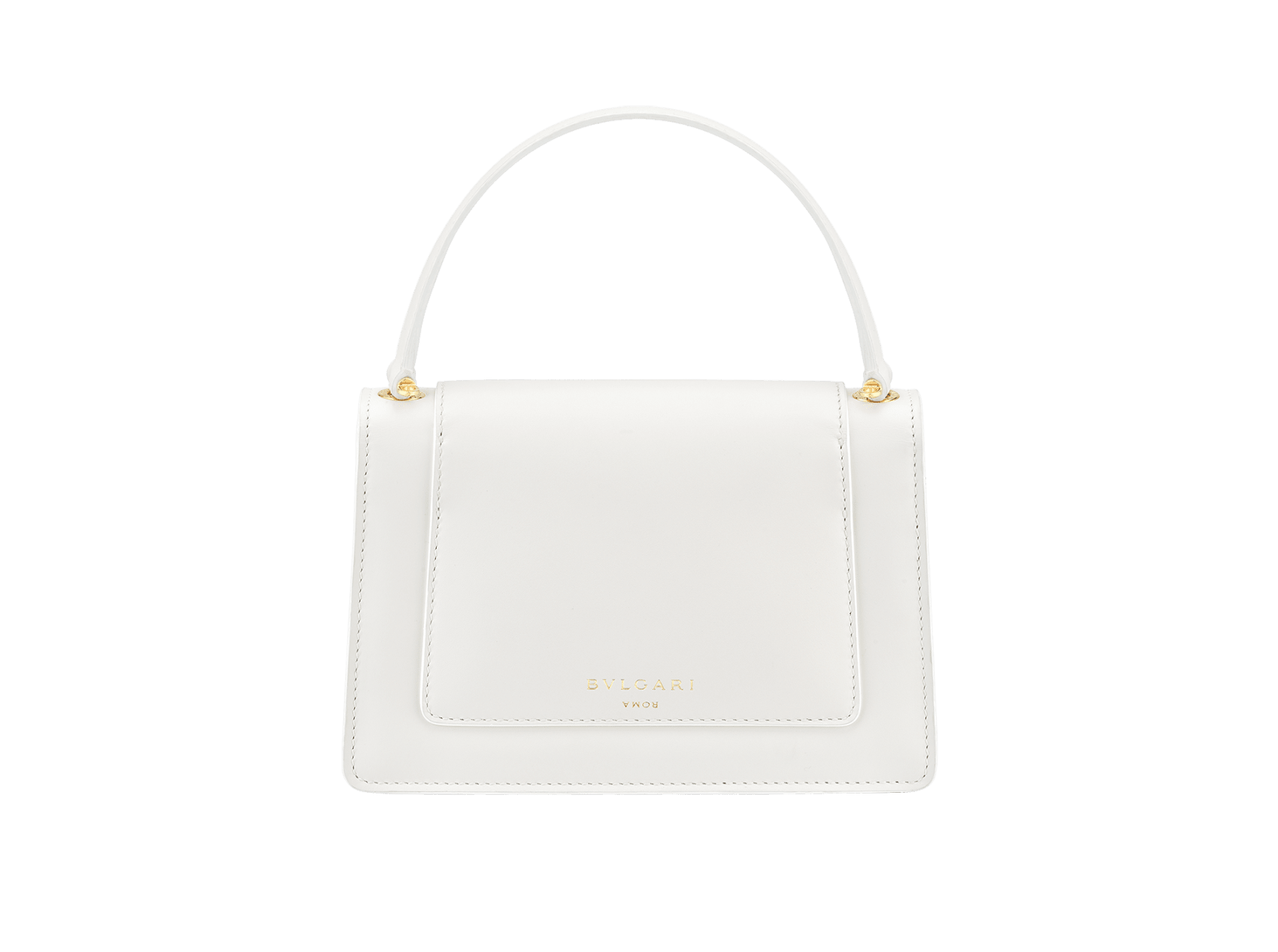 A brand new white calf leather waist bag made of ancient gold-plated brass