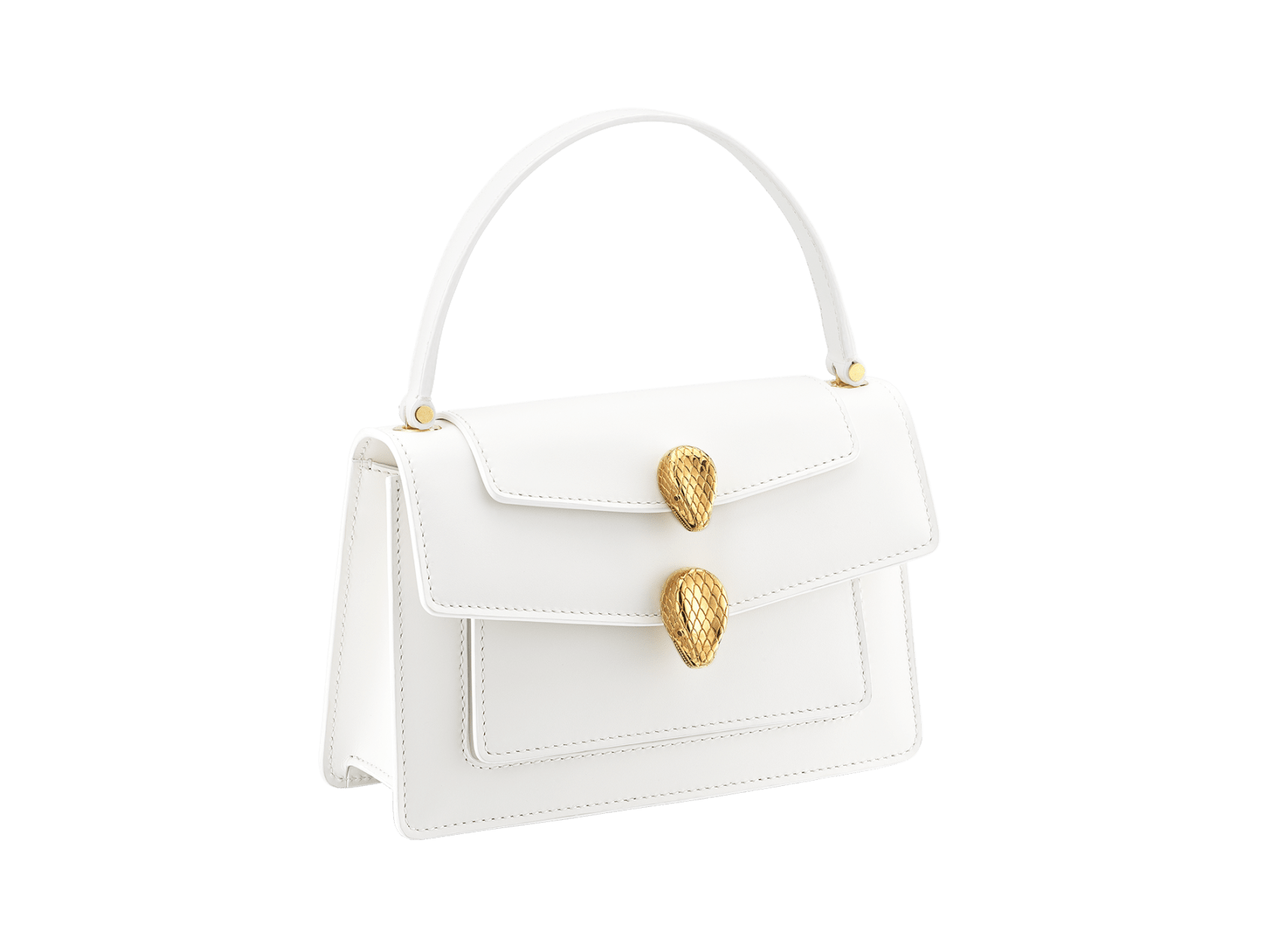 A brand new white calf leather waist bag made of ancient gold-plated brass