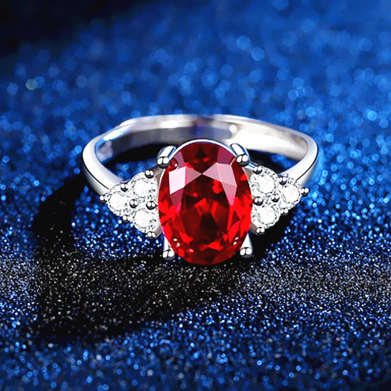 Natural high-quality ruby 18K platinum ring with adjustable opening