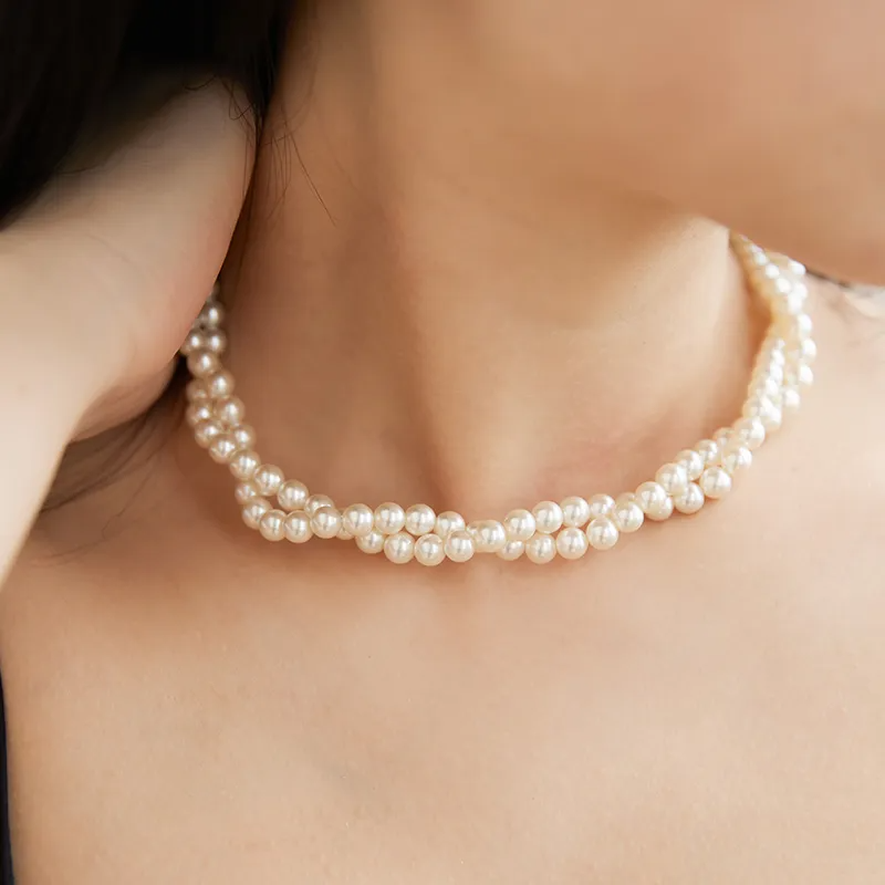 Extra long pearl necklace Baroque two sided light pearl necklace