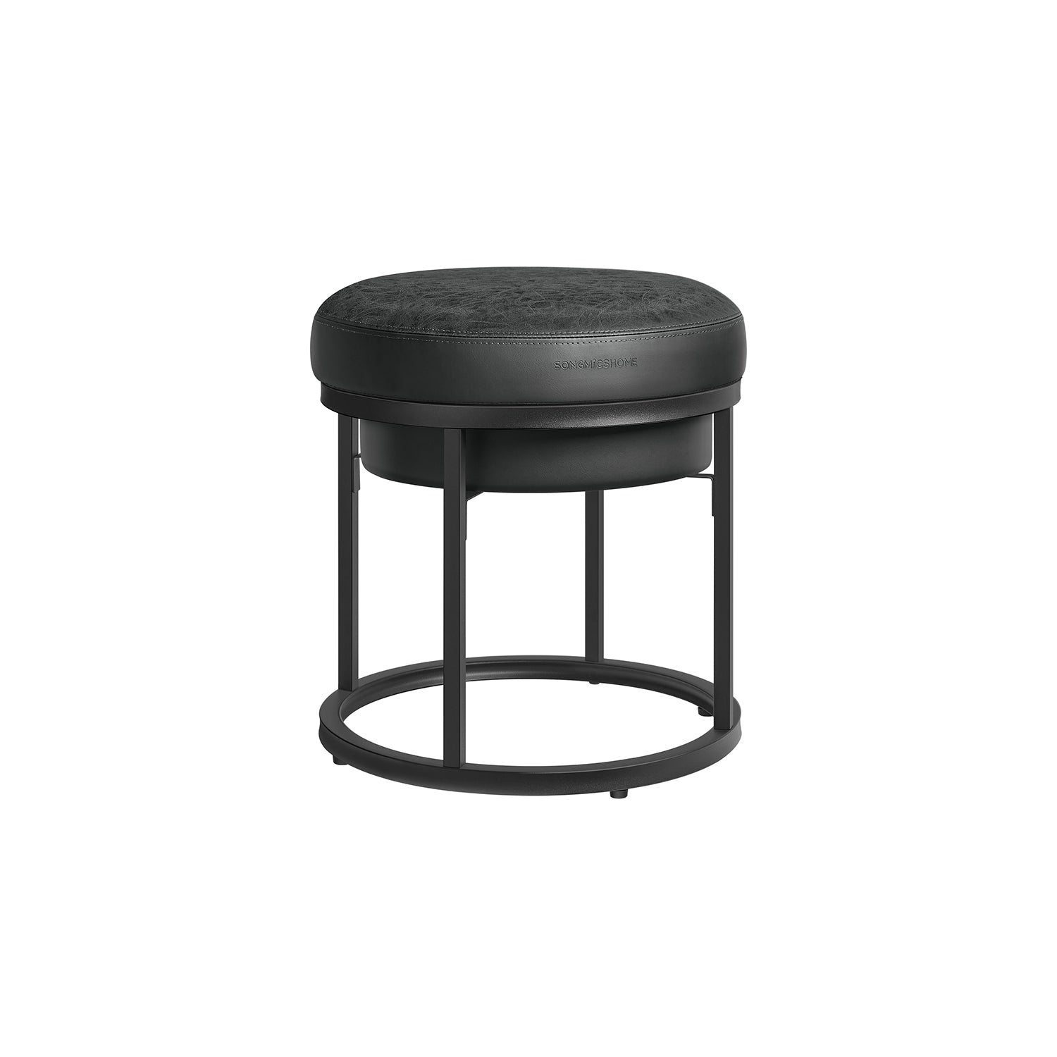 SONGMICS LUIZ Collection - Round Ottoman Footstool Steel Frame