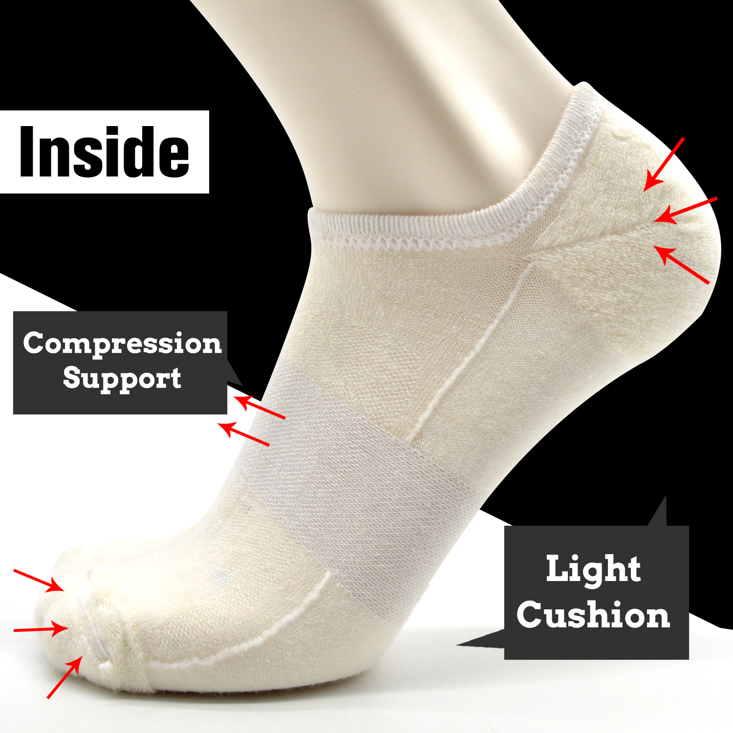 3/6 Pack Thin No Show Merino Wool Running Socks