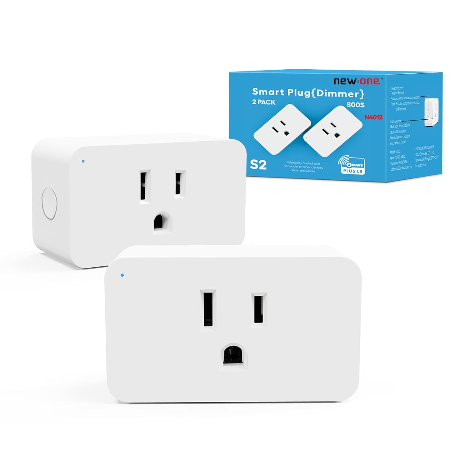 New One Z Wave Dimmer Outlet, 800 Series Z-Wave Dimmable Plug, Bult in Zwave Repeater, Zwave Outlets, Z-Wave Hub Required, Work with Hubitat, SmartThings, Vera, Wink, Fibaro, Homeseer, 2GIG