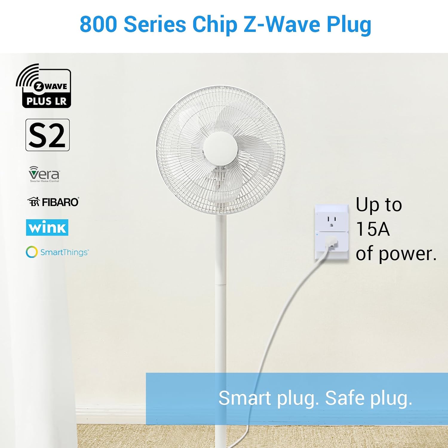 New One Z Wave Outlet, 800 Series Z-Wave Smart Plug, Bult in Zwave Repeater, Z-Wave Outlets, Z-Wave Hub Required, Compatible with Hubitat, SmartThings, Vera, Wink, Fibaro, Homeseer, 2GIG