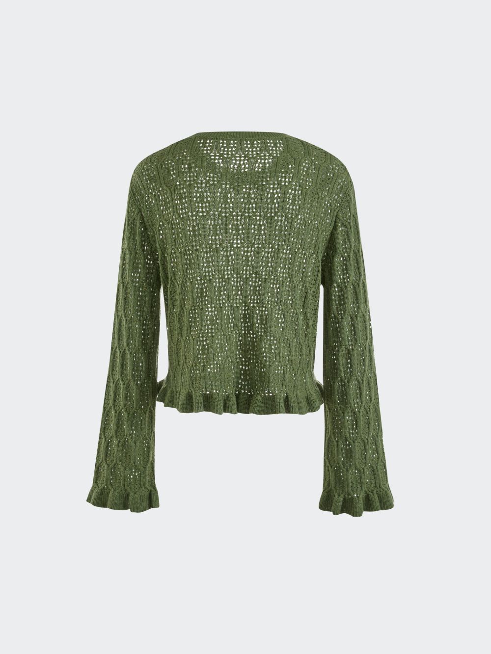 FRILL HALF SLEEVE HAND KNIT TOPS