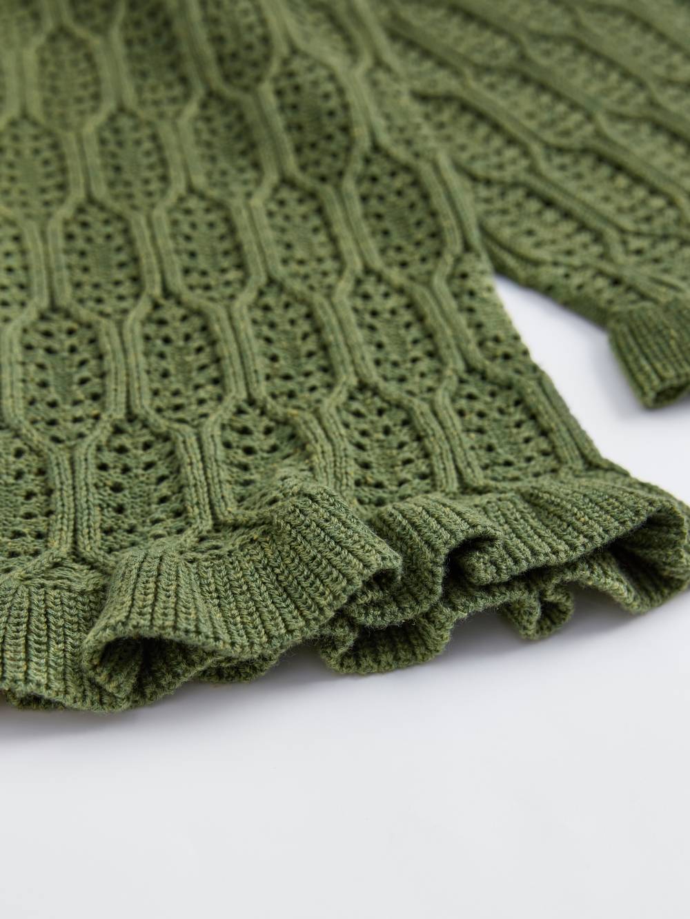 FRILL HALF SLEEVE HAND KNIT TOPS