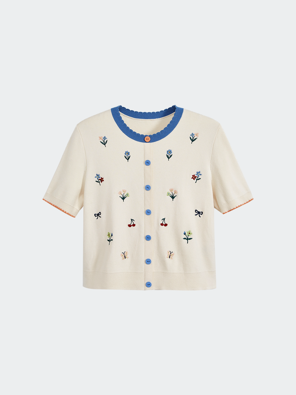 Short Sleeve Embroidered Knit Top – KUOSE.com